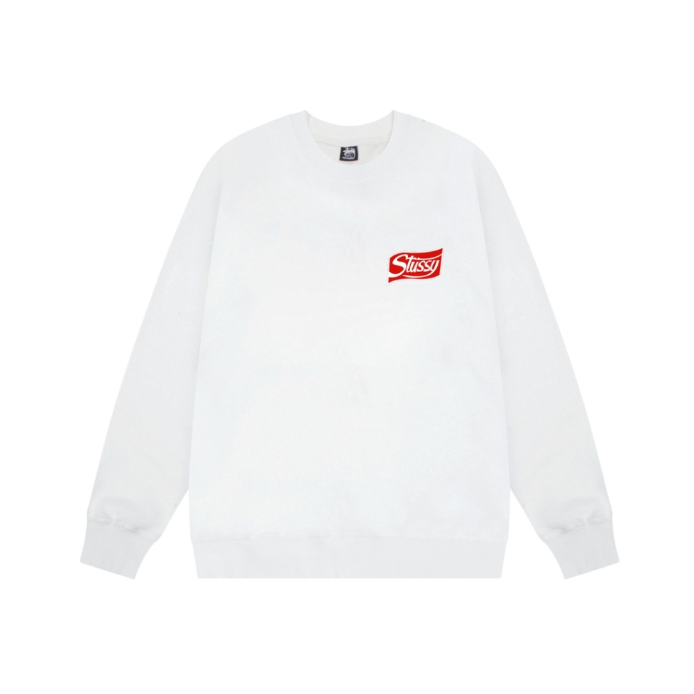 Stussy pullover retro can print loose trendy street white round neck sweatshirt